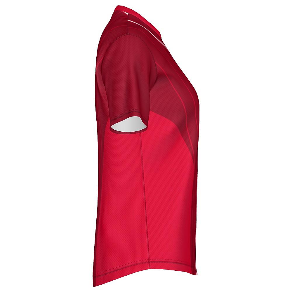 Red shirt with pinstripe design on a white background
