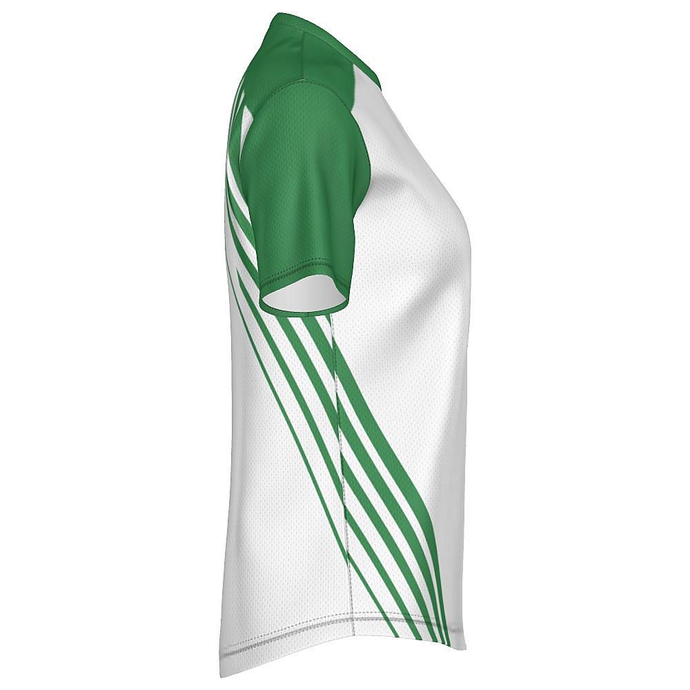 White shirt with green accents on a white background