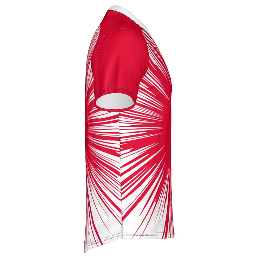 Red shirt with starburst design on a white background