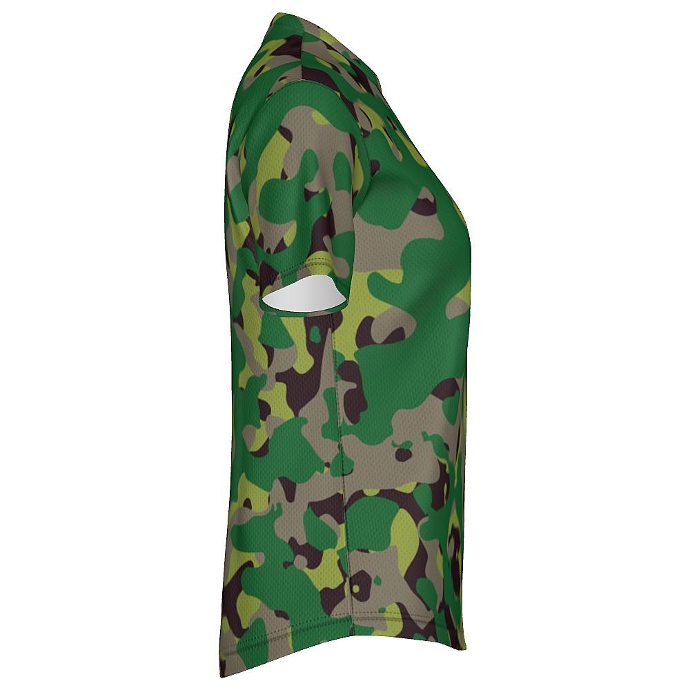 Shirt with green camouflage design on a white background