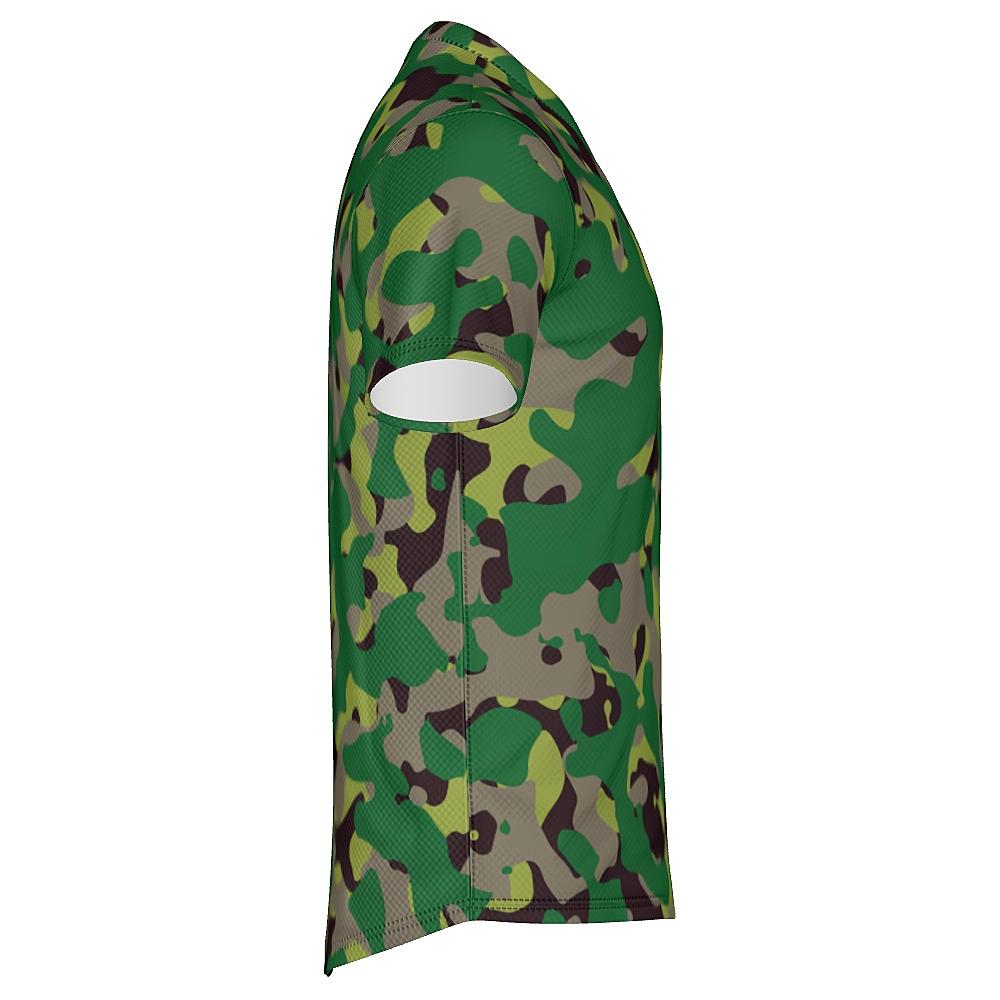 Shirt with green camouflage design on a white background