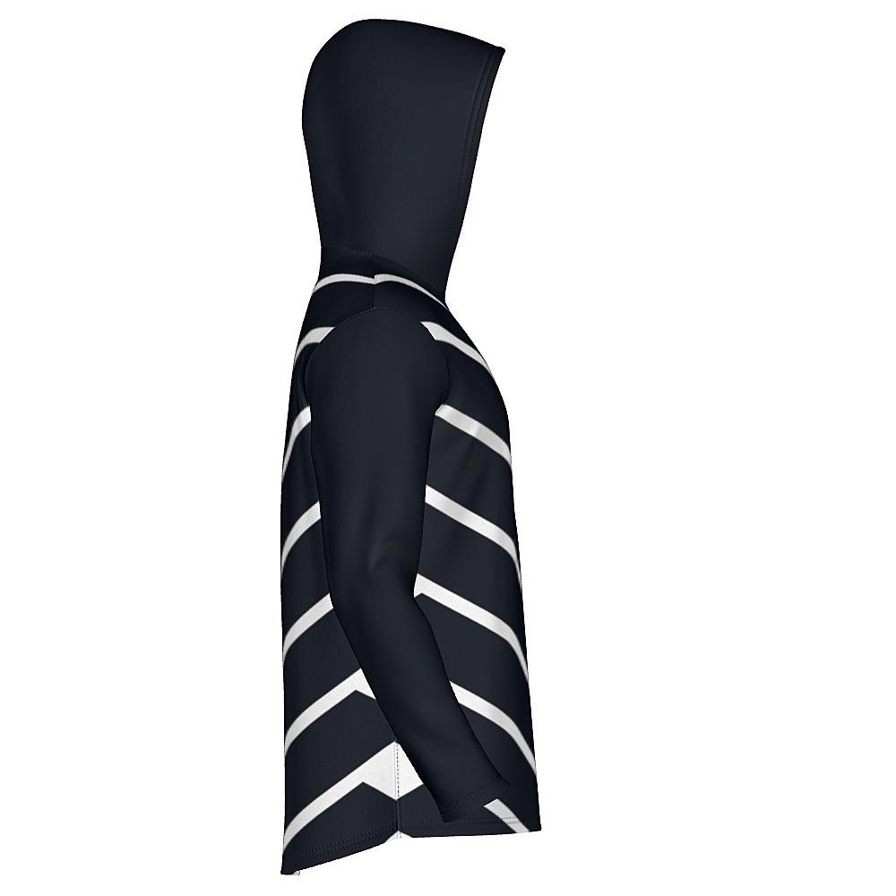 Black hoodie with white chevrons on a white background