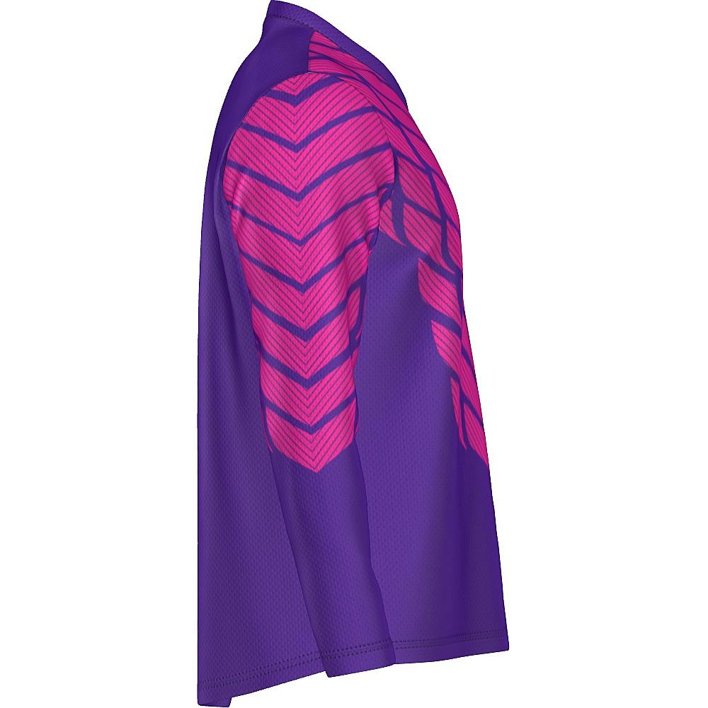 Pink and purple long-sleeve shirt with striped design on a white background