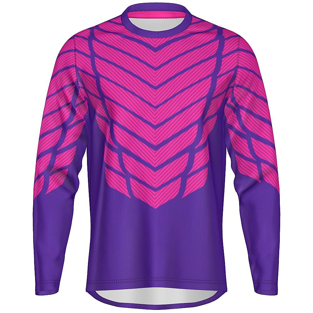 Pink and purple long-sleeve shirt with striped design on a white background