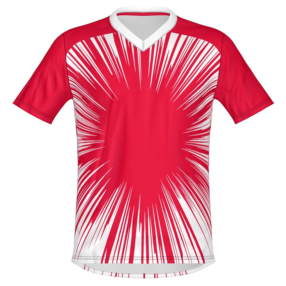 Red shirt with starburst design on a white background