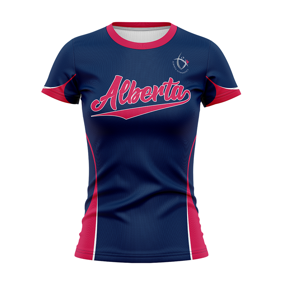 Navy and Red sports jersey with 'Alberta' text on a white background